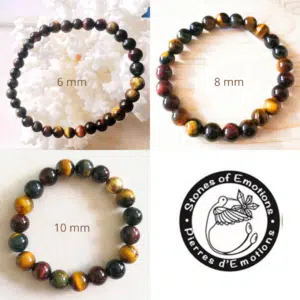 TROIS YEUX  (Oeil de Tigre, Faucon, Taureau) - Bracelet en perles de 6 ou 8 ou10 mm