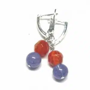 AGATE PEAU DE SERPENT - Agate teintée mauve - Création de Boucle d'Oreilles avec mix perles