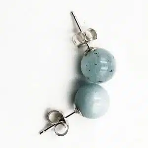 AIGUE-MARINE - Boucle D'oreille Perle De 8 mm Montée Sur Argent
