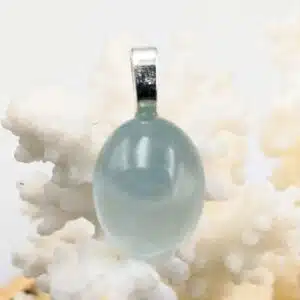 AIGUE-MARINE - Cabochon monté en Pendentif