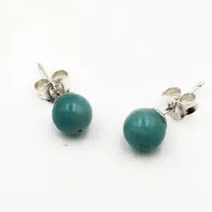AMAZONITE - Boucle d'oreille perle de 6mm montée sur Argent