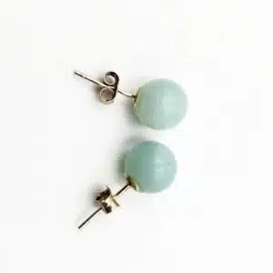 AMAZONITE - Boucle d'oreille perle de 8mm montée sur Argent