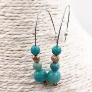 AMAZONITE Création de Boucle d'Oreilles type pendants