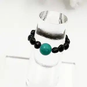 AMAZONITE et SPINELLE NOIR - Création bague ajustable