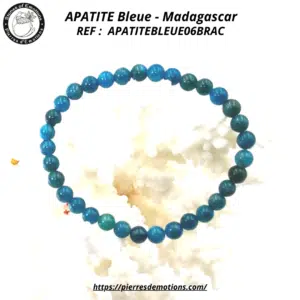 APATITE BLEUE - Bracelet perles de diamètre 6 mm environ