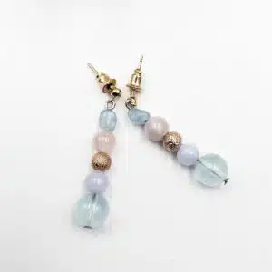 EXPRESSION et CALME - Boucles d'oreilles Création  avec mix perles d'Aigue marine, Morganite