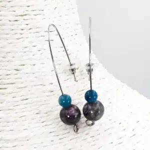 LACHER PRISE et CREATIVITE - Création Boucles d'oreilles avec mix eue - Création De Boucle d'oreilles avec mix perles CHAROITE, Apatite bleue