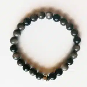PROTECTION - Bracelet Création en perles de 8 mm en Obsidienne Argentée