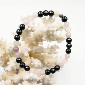 AMOUR, APAISEMENT, DOULEUR - Bracelet Création perles de 6 mm avec mix de perles Hématite, Quartz rose