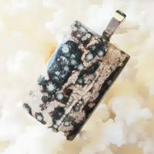 JASPE VIPERE - Beau cabochon monté en pendentif de 5.23 grs