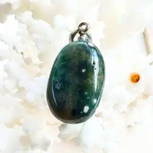 JASPE ORBICULAIRE "Ocean" - Pendentif de forme ovale