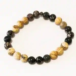 ANCRAGE et STABILITE - Bracelet Création en perles de 8 mm avec mix Jaspe paysage et jaspe paysage teinté marron