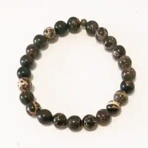 ANCRAGE et STABILITE - Bracelet Création en perles de 8 mm avec Jaspe paysage teinte marron