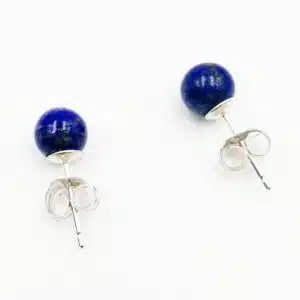 LAPIS LAZULI - Boucle D'oreille Perle De 6mm Montée Sur Argent