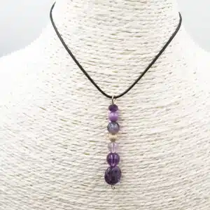 CALME et CREATIVITE - Pendentif Création avec mix perles de Lepidolite, Charoite, Améthyste, Phosphosiderite