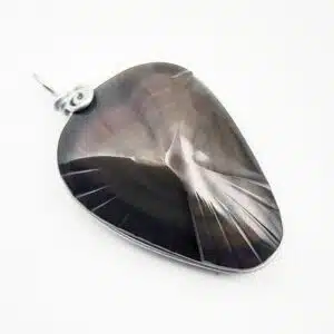 OBSIDIENNE OEIL CELESTE - Beau pendentif gravé oiseau