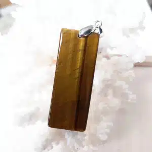 ŒIL DE TIGRE -  Très beau pendentif de forme rectangulaire