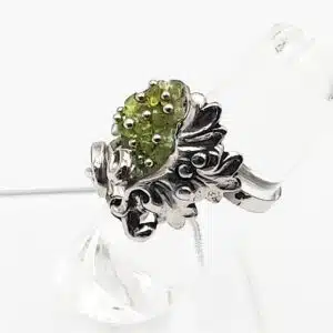 PERIDOT - Bague en Acier réglable gravée en form de feuille