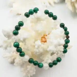 EQUILIBRE, CALME et DOULEUR - Bracelet Création avec perles de 6 mm et mix perles Pierre de lune blanche, Malachite