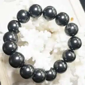 SHUNGITE - Bracelet perles de diamètre 12 mm environ