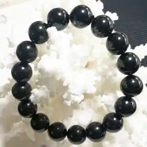 TOURMALINE NOIRE - Bracelet perles de diamètre 12 mm environ