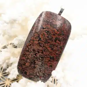 TRANCHE OS DINOSAURE FOSSILISE AGATISE montée en pendentif - 5.2 cm