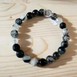 QUARTZ TOURMALINE- Bracelet de perles de diamètre 8 mm