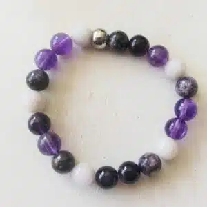 SOMMEIL APAISE - Bracelet Création en perles de 10mm avec mix Améthyste, Kunzite et Charoïte