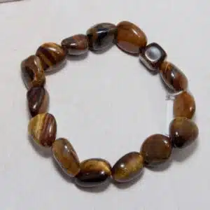 ŒIL DE TIGRE -  Bracelet de perles forme baroque