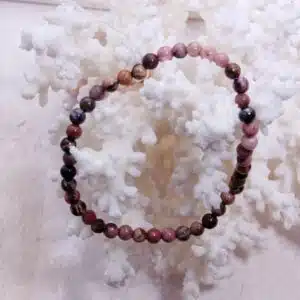 RHODONITE mix noir et rose - Bracelet perle de 4 mm de diamètre