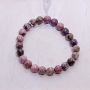 RHODONITE mix noir et rose - Bracelet perle de 8 mm