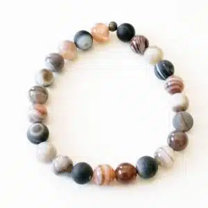 AGATE DU BOTSWANA  GRISE zonée - Bracelet en perles 8-10mm