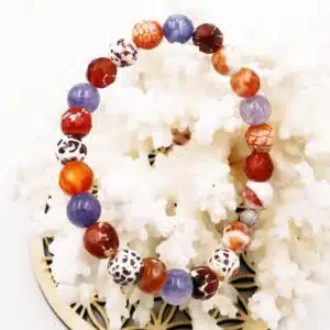 AGATE PEAU DE SERPENT - Agate teintée mauve- création d'un bracelet en perles mix de 8 mm