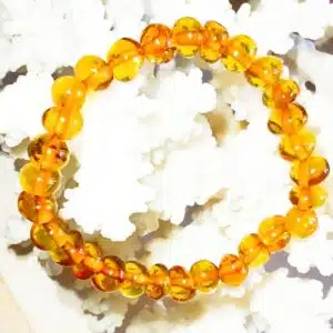 AMBRE Cognac - Joli bracelet enfants (14cm) en perles baroques 3 couleurs environ 6 mm de diamètre