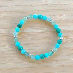CALME, EXPRESSION et ESPOIR - Bracelet Création en perles de 6 mm avec mix perles d'Aventurine, Malachite, Amazonite