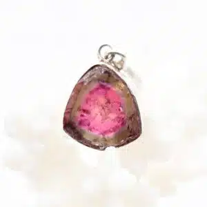 TOURMALINE MELON D'EAU - Jolie tranche polie montée en pendentif