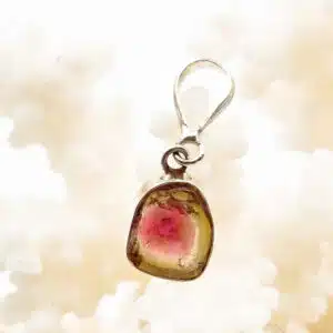 TOURMALINE MELON D'EAU - Jolie Tranche Polie Montée En Pendentif
