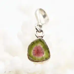 TOURMALINE MELON D'EAU - Jolie Tranche Polie Montée En Pendentif