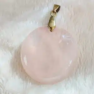QUARTZ ROSE - Joli Pendentif de Forme Ronde