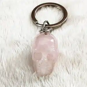 QUARTZ ROSE - Très Joli Crâne Monté En Porte Clef