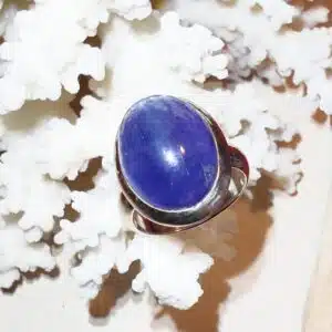 TANZANITE - Très beau Cabochon monté sur bague réglable Argent 925/1000