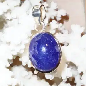 TANZANITE - Très beau Cabochon ovale monté sur pendentif serti Argent 925/1000