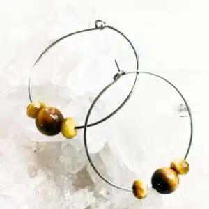 OEIL DE TIGRE - Paire de créole de 3,5 cm en Acier inoxydable