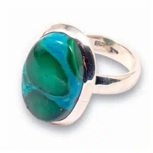 CHRYSOCOLLE - Très beau cabochon ovale monté sur Bague en argent 925/1000 – Bague réglable