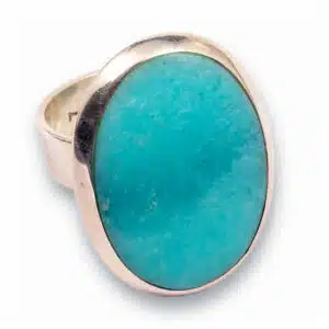 AMAZONITE - Magnifique cabochon montée sur bague Argent 925/1000 - Bague réglable