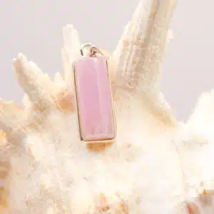 KUNZITE - Cabochon rectangulaire monté en Pendentif sur Argent 925/1000