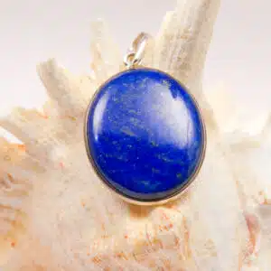 LAPIS LAZULI- Incroyable Cabochon ovale monté en Pendentif sur Argent 925/1000