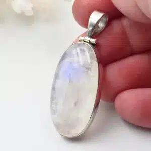 PIERRE DE LUNE blanche - Cabochon Ovale monté en Pendentif Argent 925/1000