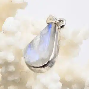 PIERRE DE LUNE blanche - Cabochon Trigonale brut monté en Pendentif Argent 925/1000
