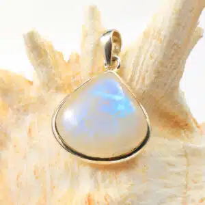 PIERRE DE LUNE blanche - Cabochon trigonale monté en Pendentif Argent 925/1000